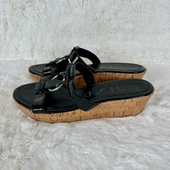 Unisa Platform Wedge Sandal Cork Metal Black Women’s Size 8M - Picture 5 of 7